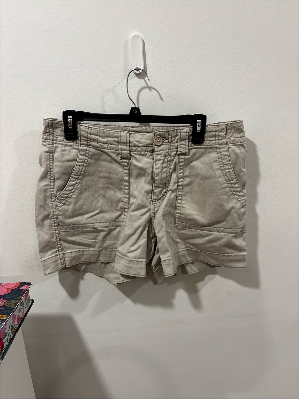 Vintage Faded Glory Women’s Casual Cotton Shorts in Light Beige